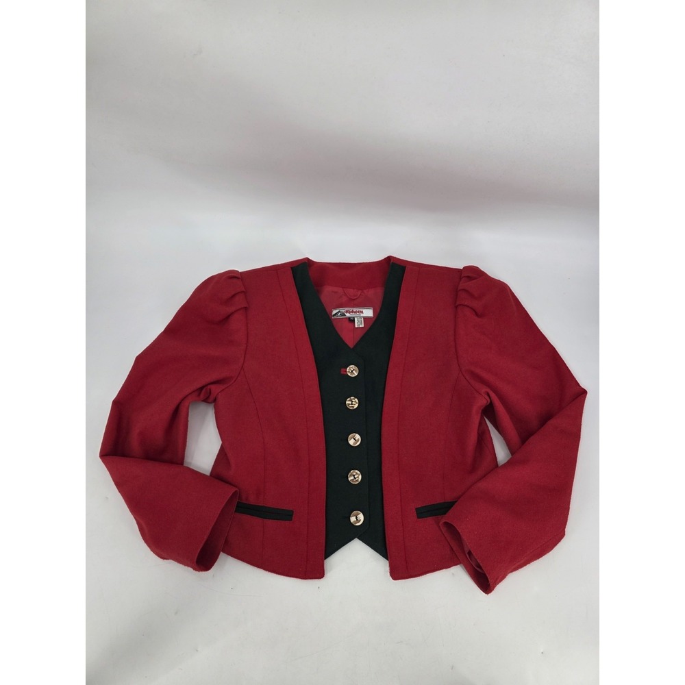 Vintage Alphorn Cropped Blazer Women's Size‎ 38 Red/Green